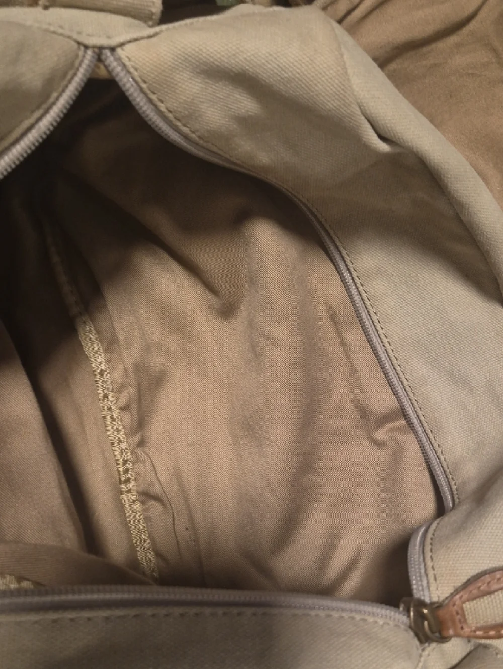 L.L. Bean Canvas Messenger Bag in Cream with Tan Leather Trim